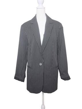 a new day Black Pinstripe Single-Button Long Blazer Size M